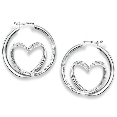 The Bradford Exchange Forever In My Heart Diamond Hoop Earrings For Daughter The Bradford Exchange Forever In My Heart Diamond Hoop Earrings For Daughter
