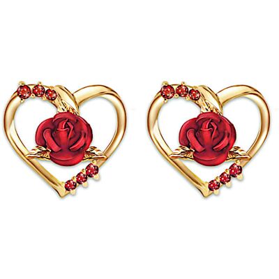 The Bradford Exchange Forever Yours Ruby Earrings With Sculpted Roses The Bradford Exchange Forever Yours Ruby Earrings With Sculpted Roses