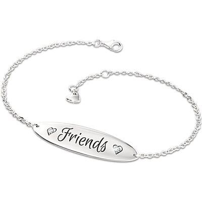 The Bradford Exchange Forever Friends Diamond Sterling Silver-Plated Bracelet The Bradford Exchange Forever Friends Diamond Sterling Silver-Plated Bracelet