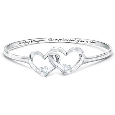 The Bradford Exchange Best Part Of Me Women's Heart-Shaped Diamond And White Topaz Bracelet The Bradford Exchange Best Part Of Me Women's Heart-Shaped Diamond And White Topaz Bracelet