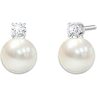 The Bradford Exchange Precious Granddaughter Cultured Freshwater Pearl And Diamond Earrings The Bradford Exchange Precious Granddaughter Cultured Freshwater Pearl And Diamond Earrings