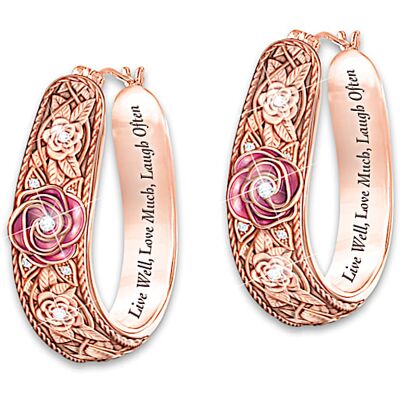The Bradford Exchange 18K Rose Gold-Plated Solid Copper Sculpted Floral Earrings The Bradford Exchange 18K Rose Gold-Plated Solid Copper Sculpted Floral Earrings