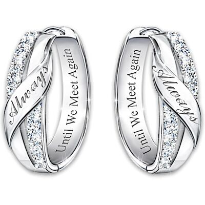 The Bradford Exchange Until We Meet Again Memorial Diamond Hoop Earrings The Bradford Exchange Until We Meet Again Memorial Diamond Hoop Earrings