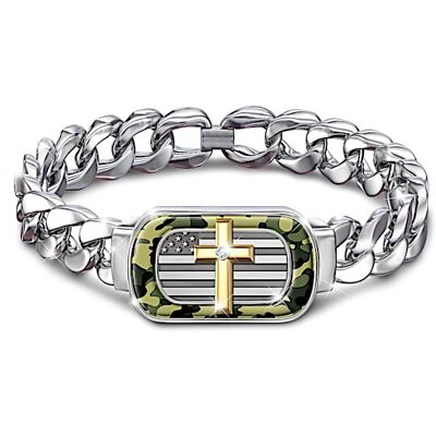 The Bradford Exchange My Country, My Faith Patriotic Diamond Cross Bracelet The Bradford Exchange My Country, My Faith Patriotic Diamond Cross Bracelet
