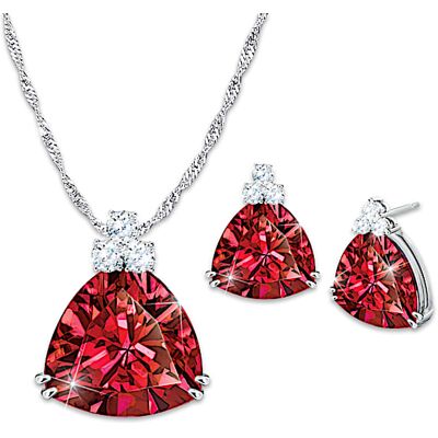 The Bradford Exchange Rarest Red Diamonesk Earrings And Necklace Set The Bradford Exchange Rarest Red Diamonesk Earrings And Necklace Set