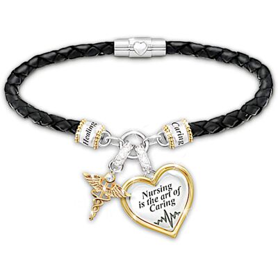 The Bradford Exchange Braided Bracelet With 18K Gold-Plated Charms Honors Nurses The Bradford Exchange Braided Bracelet With 18K Gold-Plated Charms Honors Nurses
