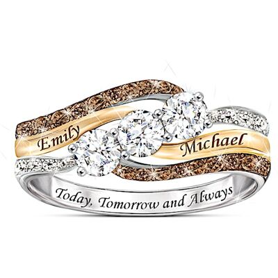 The Bradford Exchange Today And Always Women's Personalized Diamond & Topaz Ring - Personalized Jewelry The Bradford Exchange Today And Always Women's Personalized Diamond & Topaz Ring - Personalized Jewelry