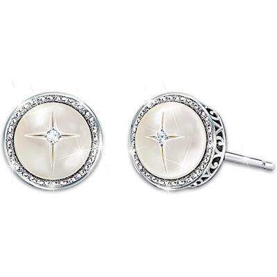 The Bradford Exchange God's Pearls Of Wisdom Mother-Of-Pearl And Diamond Earrings The Bradford Exchange God's Pearls Of Wisdom Mother-Of-Pearl And Diamond Earrings
