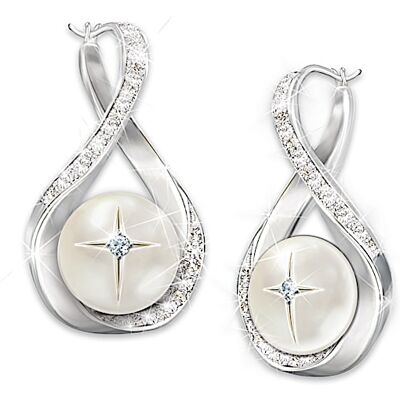 The Bradford Exchange God's Pearls Of Wisdom Diamond Infinity Cross Earrings The Bradford Exchange God's Pearls Of Wisdom Diamond Infinity Cross Earrings
