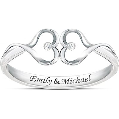 The Bradford Exchange Forever Yours Women's Heart-Shaped Personalized Diamond Ring - Personalized Jewelry The Bradford Exchange Forever Yours Women's Heart-Shaped Personalized Diamond Ring - Personalized Jewelry