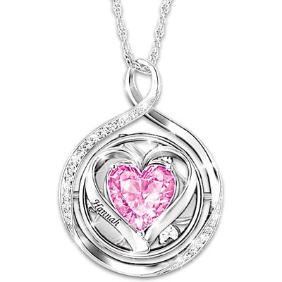 The Bradford Exchange Never Ending Love Daughter Heart-Shaped Sterling Silver Personalized Birthstone Flip Pendant Necklace - Personalized Jewelry The Bradford Exchange Never Ending Love Daughter Heart-Shaped Sterling Silver Personalized Birthstone Flip Pendant Necklace - Personalized Jewelry