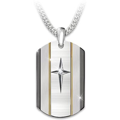 The Bradford Exchange God Is Near White Sapphire Dog Tag Necklace For Son The Bradford Exchange God Is Near White Sapphire Dog Tag Necklace For Son