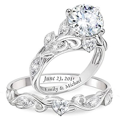 The Bradford Exchange Our Love Blooms Forever Women's Personalized Simulated Diamond Bridal Ring Set - Personalized Jewelry The Bradford Exchange Our Love Blooms Forever Women's Personalized Simulated Diamond Bridal Ring Set - Personalized Jewelry