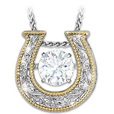 The Bradford Exchange Brilliant Motions Lucky Gal White Topaz Horseshoe Necklace The Bradford Exchange Brilliant Motions Lucky Gal White Topaz Horseshoe Necklace