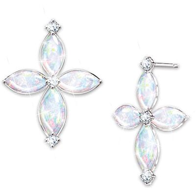 The Bradford Exchange The Holy Trinity Australian Opal And Diamond Earrings The Bradford Exchange The Holy Trinity Australian Opal And Diamond Earrings