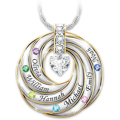 The Bradford Exchange Our Family Of Strength & Love Personalized Sterling-Silver Plated Pendant Necklace With 18K Gold-Plated Accents Adorned With Up The Bradford Exchange Our Family Of Strength & Love Personalized Sterling-Silver Plated Pendant Necklace With 18K Gold-Plated Accents Adorned With Up