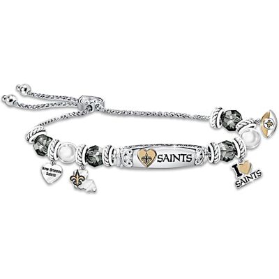 The Bradford Exchange I Love My New Orleans Saints Women's Sterling Silver-Plated Personalized NFL Charm Bracelet - Personalized Jewelry The Bradford Exchange I Love My New Orleans Saints Women's Sterling Silver-Plated Personalized NFL Charm Bracelet - Personalized Jewelry