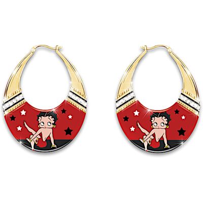 The Bradford Exchange Betty Boop Screen Star Hoop Earrings With Crystals The Bradford Exchange Betty Boop Screen Star Hoop Earrings With Crystals