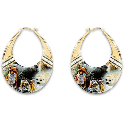 The Bradford Exchange Protect The Wild Hoop Earrings With Crystals The Bradford Exchange Protect The Wild Hoop Earrings With Crystals