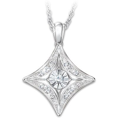 The Bradford Exchange Shine Bright Daughter 4-Point Star Diamond Necklace The Bradford Exchange Shine Bright Daughter 4-Point Star Diamond Necklace