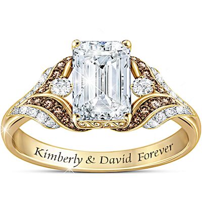 The Bradford Exchange Love Of My Life Mocha Diamond And White Topaz Women's Ring Personalized With 2 Names - Personalized Jewelry The Bradford Exchange Love Of My Life Mocha Diamond And White Topaz Women's Ring Personalized With 2 Names - Personalized Jewelry