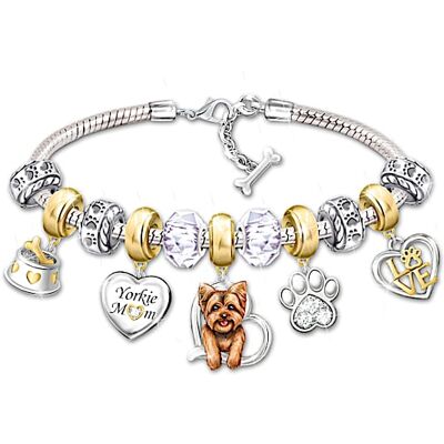 The Bradford Exchange Yorkie Mom Charm Bracelet With 11 Individual Charms The Bradford Exchange Yorkie Mom Charm Bracelet With 11 Individual Charms