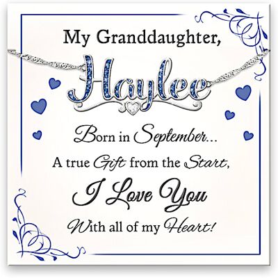 The Bradford Exchange I Love You Granddaughter Personalized Sterling Silver Plated Birthstone Name Necklace Adorned With Up To 60 Crystals - Personali The Bradford Exchange I Love You Granddaughter Personalized Sterling Silver Plated Birthstone Name Necklace Adorned With Up To 60 Crystals - Personali