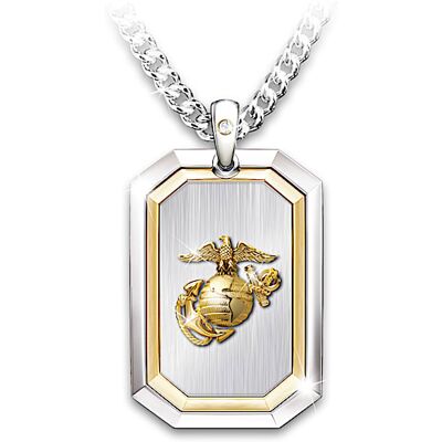 The Bradford Exchange USMC Veteran Dog Tag Necklace With Diamond The Bradford Exchange USMC Veteran Dog Tag Necklace With Diamond