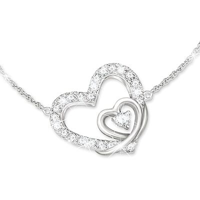 The Bradford Exchange A Hug From Me To You Sterling Silver Heart-Shaped Necklace Adorned With 21 White Topaz Stones And Personalized With Your Grandda The Bradford Exchange A Hug From Me To You Sterling Silver Heart-Shaped Necklace Adorned With 21 White Topaz Stones And Personalized With Your Grandda