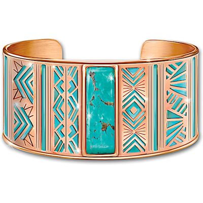 The Bradford Exchange Nature's Healing Embrace Copper Cuff Bracelet With Turquoise The Bradford Exchange Nature's Healing Embrace Copper Cuff Bracelet With Turquoise