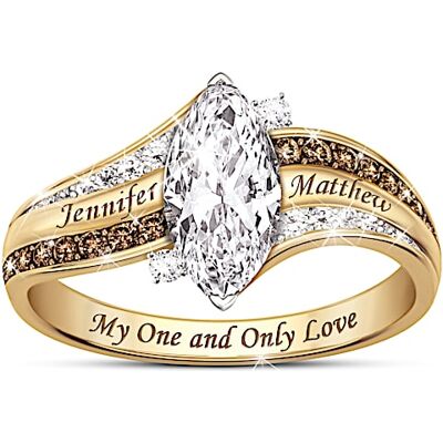 The Bradford Exchange My One And Only Love Women's Personalized Topaz And Diamond Solid 1K Gold Ring - Personalized Jewelry The Bradford Exchange My One And Only Love Women's Personalized Topaz And Diamond Solid 1K Gold Ring - Personalized Jewelry