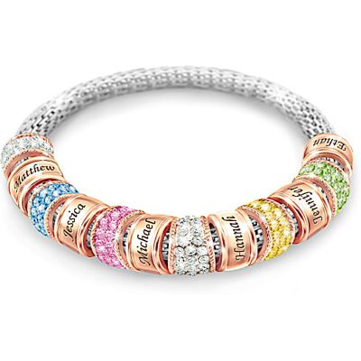 The Bradford Exchange Family's Loving Embrace Personalized Crystal Birthstone Stretch Bracelet Adorned With Copper Beads Plated In 18K Rose Gold - Per The Bradford Exchange Family's Loving Embrace Personalized Crystal Birthstone Stretch Bracelet Adorned With Copper Beads Plated In 18K Rose Gold - Per