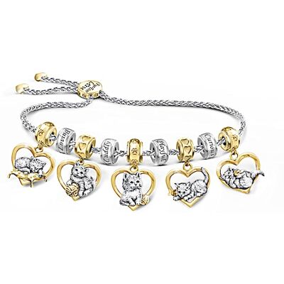 The Bradford Exchange Platinum- And 18K Gold-Plated Bracelet With Sculpted Charms The Bradford Exchange Platinum- And 18K Gold-Plated Bracelet With Sculpted Charms