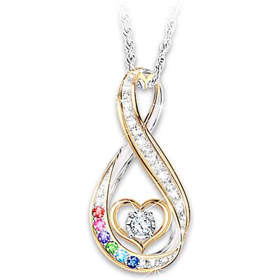 The Bradford Exchange An Amazing Mother Sterling Silver Infinity Pendant Necklace With 18K Gold-Plated Accents & Diamond Center Stone Personalized Wit The Bradford Exchange An Amazing Mother Sterling Silver Infinity Pendant Necklace With 18K Gold-Plated Accents & Diamond Center Stone Personalized Wit