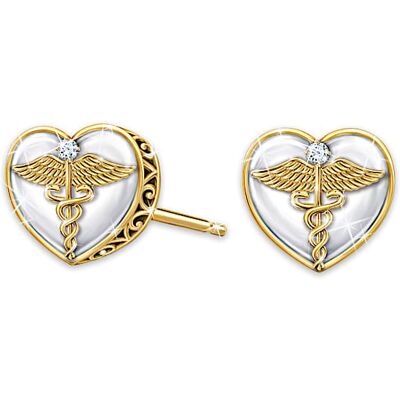 The Bradford Exchange Work Of Heart Diamond Earrings For Healthcare Workers The Bradford Exchange Work Of Heart Diamond Earrings For Healthcare Workers