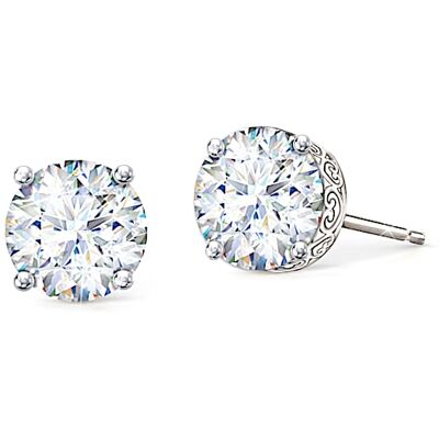 The Bradford Exchange 1-Carat Moissanite Solid Sterling Silver Stud Earrings The Bradford Exchange 1-Carat Moissanite Solid Sterling Silver Stud Earrings