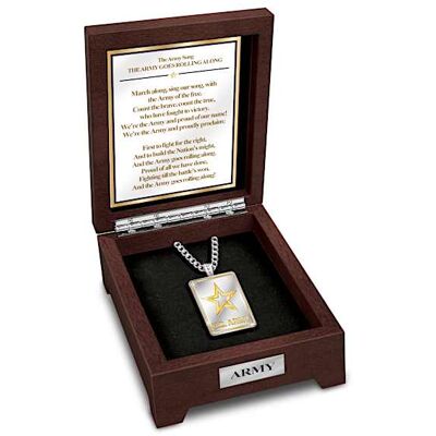 The Bradford Exchange Army Strong Necklace: 24K Gold Accents & Raised-Relief Logo The Bradford Exchange Army Strong Necklace: 24K Gold Accents & Raised-Relief Logo