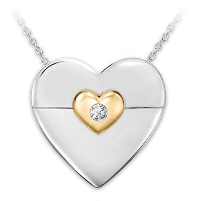 The Bradford Exchange P.S. I Love You Hidden Message Diamond Locket Necklace The Bradford Exchange P.S. I Love You Hidden Message Diamond Locket Necklace