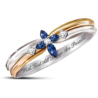 The Bradford Exchange Holy Trinity Cross Ring With Blue Sapphire And Diamond The Bradford Exchange Holy Trinity Cross Ring With Blue Sapphire And Diamond