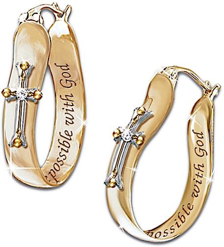 The Bradford Exchange Thomas Kinkade Religious Diamond Earrings: Believe