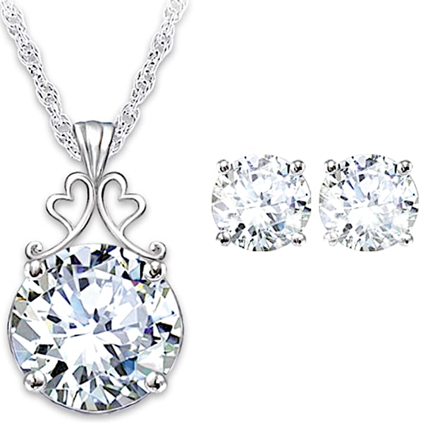 The Bradford Exchange Diamonesk Bridal Earrings And Personalized Pendant Set - Personalized Jewelry