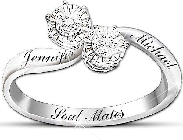 The Bradford Exchange Personalized Diamond Ring: Soul Mates - Personalized Jewelry