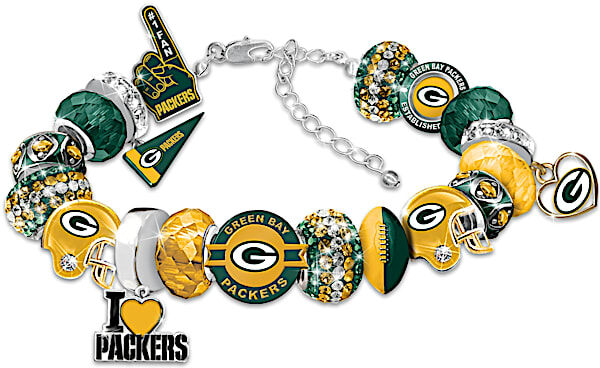 The Bradford Exchange Fashionable Fan NFL Green Bay Packers Women's Charm Bracelet