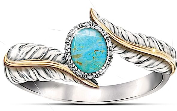 The Bradford Exchange Free Spirit Genuine Turquoise Cabochon Sterling Silver Women's Ring