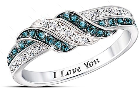 The Bradford Exchange Embrace The Love Personalized Blue And White Diamond Ring - Personalized Jewelry