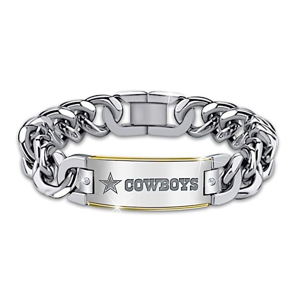 The Bradford Exchange Cowboys Diamond Personalized Stainless Steel Bracelet - Personalized Jewelry