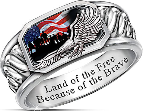 The Bradford Exchange Men's Silver Plated Patriotic Freedom Isn't Free Ring