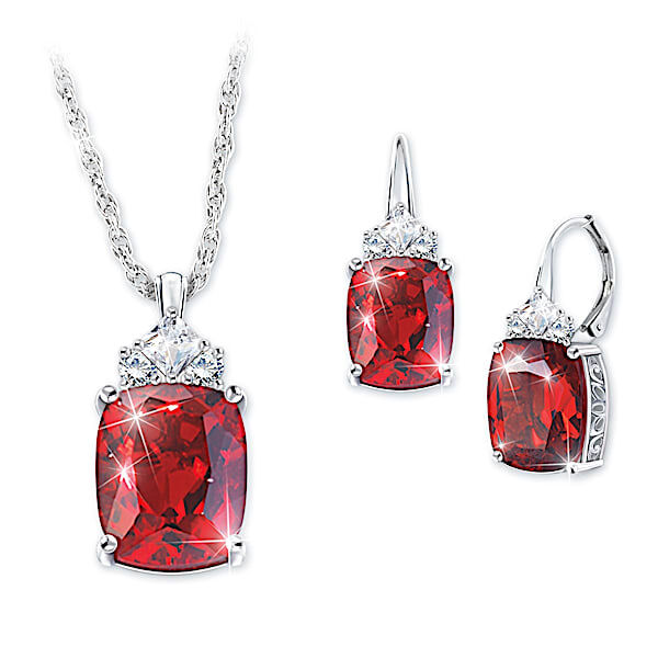 The Bradford Exchange Jewelry Set With Over 4 Carats Of Helenite And Topaz