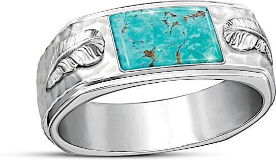 The Bradford Exchange Sedona Canyon Sterling Silver Genuine Turquoise Men's Ring