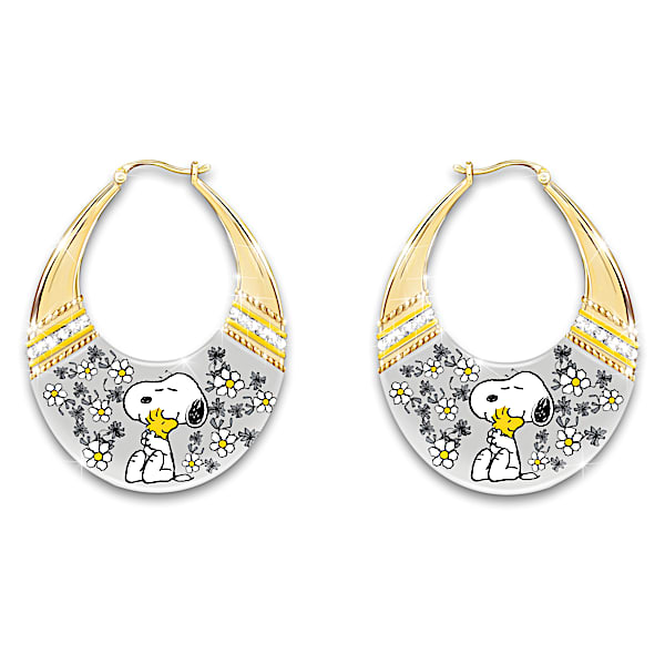 The Bradford Exchange PEANUTS Snoopy & Woodstock Earrings With Crystals